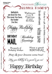 Birthday Words Rubber Stamp Sheet - A5