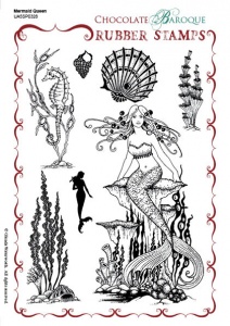 Mermaid Queen Rubber stamp sheet - A5